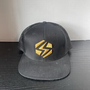 Cool Lighting Logo Black And Yellow Cap Hat Mesh Back SnapBack
